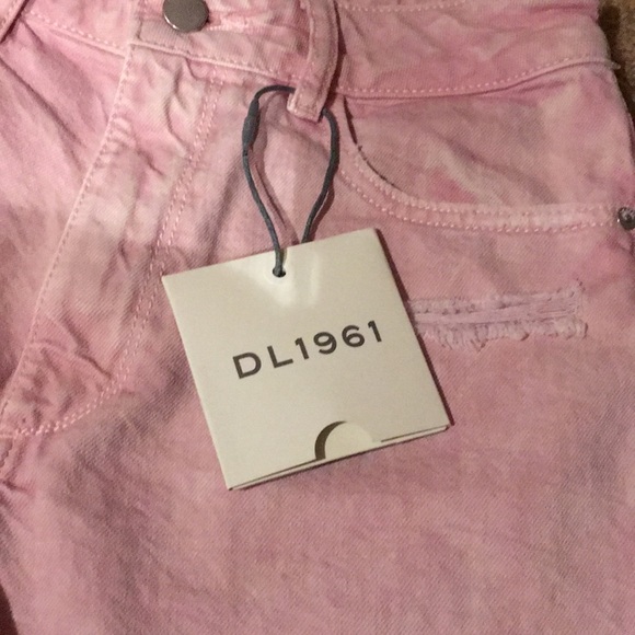 DL1961 Cleo High Rise Denim Shorts in Acid Pink - Picture 8 of 12